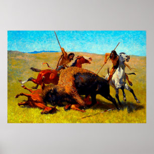 De bizonjacht Frederic Remington 1890 Poster