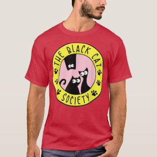 De Black Cat Society Funny Cat Lover Yellow Pink T-shirt
