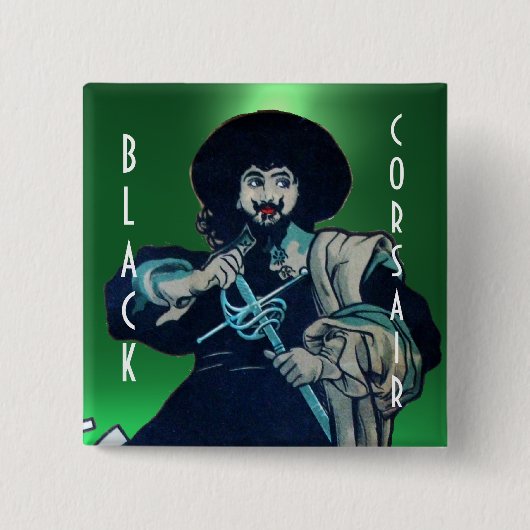 DE BLACK CORSAIR geel Vierkante Button 5,1 Cm (Voorkant)