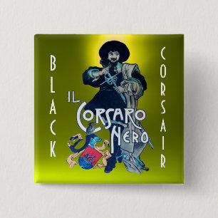 DE BLACK CORSAIR geel Vierkante Button 5,1 Cm