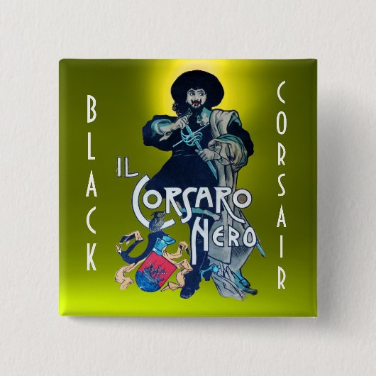 DE BLACK CORSAIR geel Vierkante Button 5,1 Cm (Voorkant)