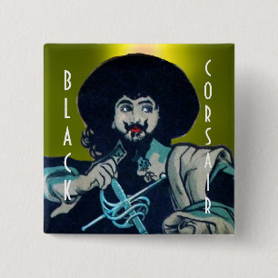 DE BLACK CORSAIR geel Vierkante Button 5,1 Cm
