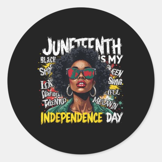 De Black Queen Pride Juneteenth is mijn eerste ona Ronde Sticker (Voorkant)