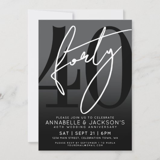 De Black White 40th Jubileum Party Kaart (Voorkant)