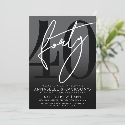 De Black White 40th Jubileum Party Kaart (Staand voorkant)