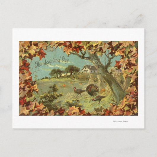 De Bladeren en de Kalkoenen van DayFallen van de Feestdagenkaart (Voorkant)