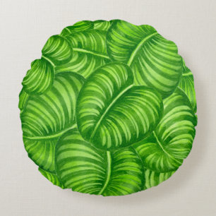 De bladeren van Calathea Rond Kussen