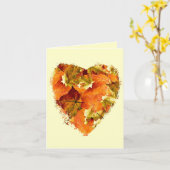 De bladeren van de herfst in een hartvorm, spatie kaart (Gele Bloem)