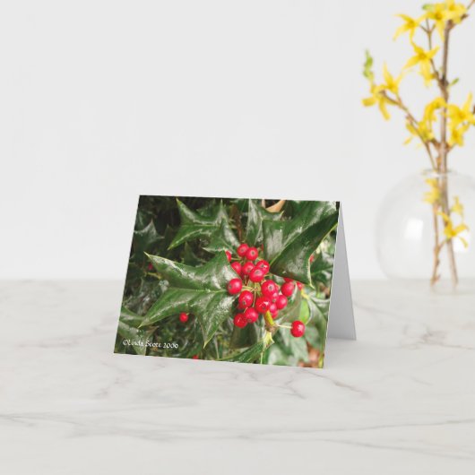 De Bladeren van de hulst en Rode Bessen Kaart (Gele Bloem)