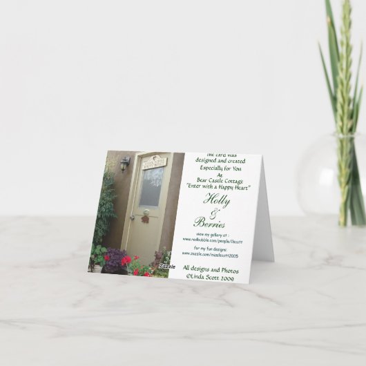 De Bladeren van de hulst en Rode Bessen Kaart (Achterkant)