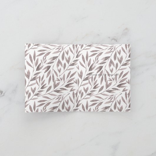 De Bladeren van de waterverf met Giraffe danken u Bedankkaart (Binnen)