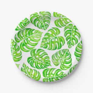 De bladerenwaterverf van Monstera Papieren Bordje