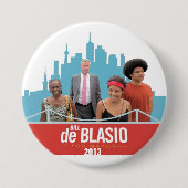 De Blasio voor burgemeester Ronde Button 7,6 Cm (Voorkant)