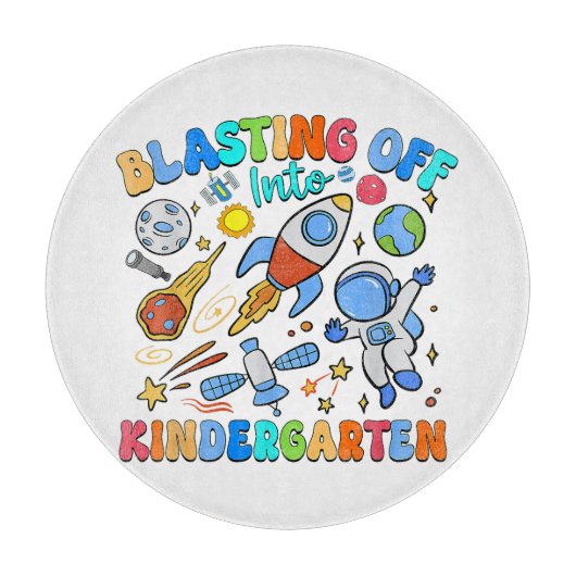 De blastocht naar de kleuterschool begint, terug n snijplank (Voorkant)