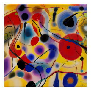 De Blauwe 10 Abstract Ontmoet Rode 6 Perfect Poster