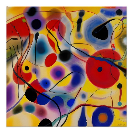 De Blauwe 10 Abstract Ontmoet Rode 6 Perfect Poster (Voorkant)