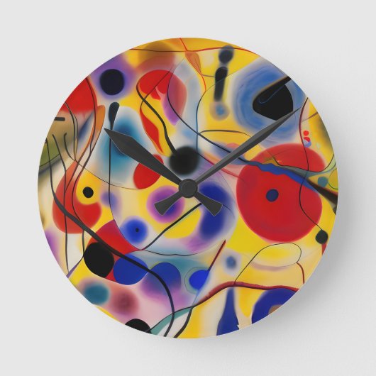 De Blauwe 10 Abstract Ontmoet Rode 6 Ronde Klok (Voorkant)