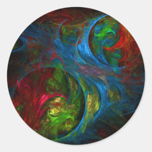 De Blauwe Abstracte Kunst van het ontstaan om Ronde Sticker