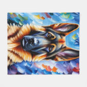 De blauwe achtergrond van Shepherd Painting Blue Fleece Deken (Voorkant (Horizontaal))