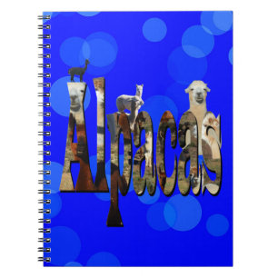 de blauwe alpaca-Logo met alpacas, Notitieboek