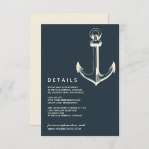 De blauwe anchor   Details van de bruiloft Kaart