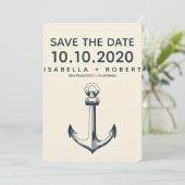 De blauwe anchor | Weddenschap Save the Date (Staand voorkant)