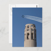 De Blauwe Angels vliegen door de Coit Tower Briefkaart (Voorkant / Achterkant)