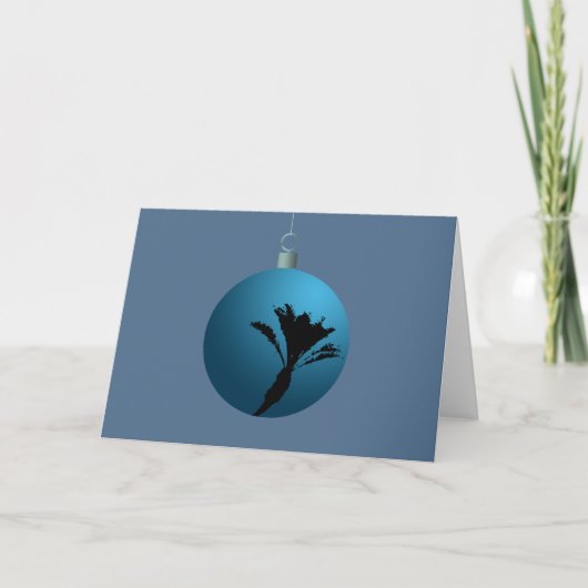 De blauwe Bal van de Kerstboom van de Dadelpalm Feestdagen Kaart (Voorkant)