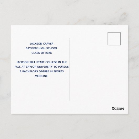 De blauwe Bekleding van het Manuscript Afstuderen  Briefkaart (Achterkant)