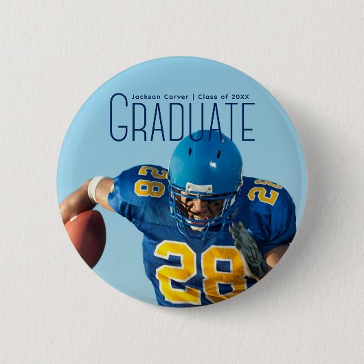 De blauwe Bekleding van het Manuscript Afstuderen Ronde Button 5,7 Cm (Voorkant)