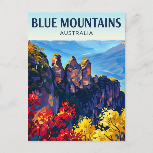 De Blauwe Bergen Australië Briefkaart (Voorkant)