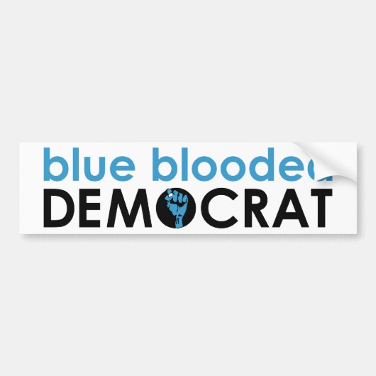de blauwe , bloedige democraat : vuist bumpersticker (Voorkant)