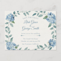 De Blauwe Bloei Elegante Tuin Save The Dates kaart