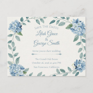 De Blauwe Bloei Elegante Tuin Save The Dates kaart