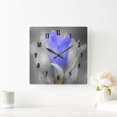 De blauwe Bloem van de Gentiaan in Zwart-wit Vierkante Klok (Huis)