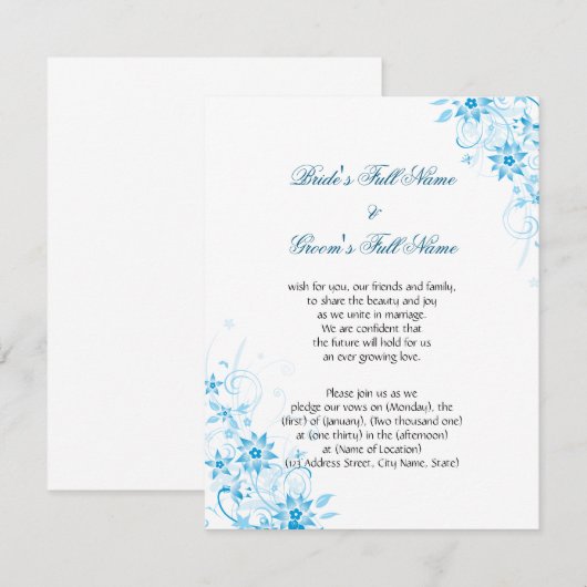 De blauwe Bloem van de Ster Kaart (Voorkant / Achterkant)