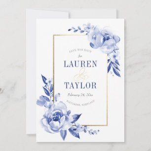 De blauwe Bloemen van de Waterverf sparen de Datum Save The Date