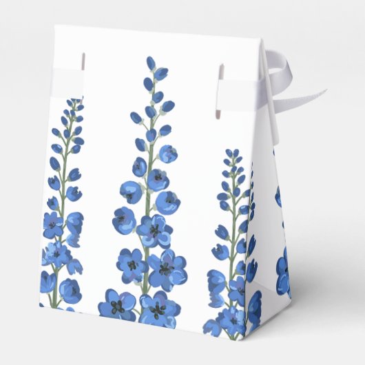 De blauwe bloemen van Delphinium Bedankdoosjes (Achterkant)