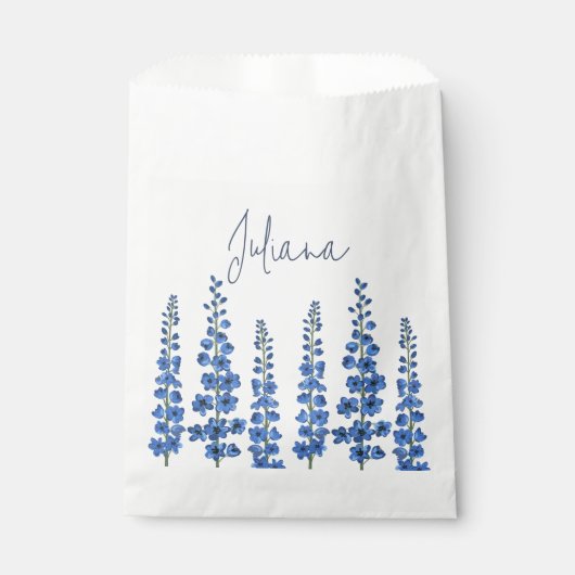 De blauwe bloemen van Delphinium Bedankzakje (Voorkant)