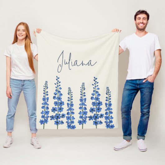 De blauwe bloemen van Delphinium Fleece Deken (In situ)