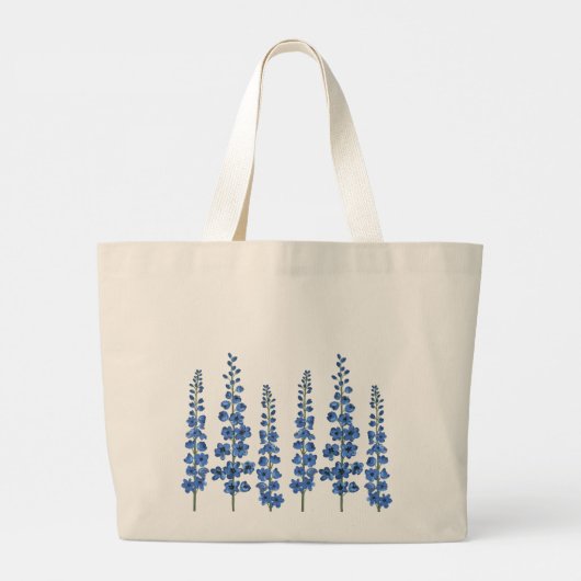 De blauwe bloemen van Delphinium Grote Tote Bag (Achterkant)