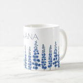 De blauwe bloemen van Delphinium Koffiemok (Voorkant rechts)