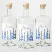 De blauwe bloemen van Delphinium Likeurfles Etiket (Flessen)