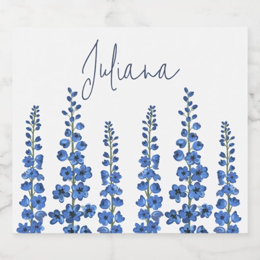 De blauwe bloemen van Delphinium Likeurfles Etiket (Enkel label)