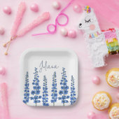 De blauwe bloemen van Delphinium Papieren Bordje (Feest)