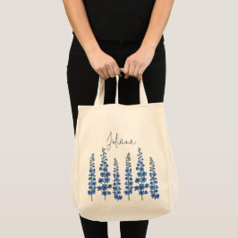 De blauwe bloemen van Delphinium Tote Bag