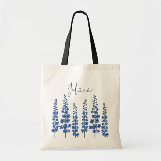 De blauwe bloemen van Delphinium Tote Bag (Voorkant)