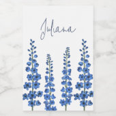 De blauwe bloemen van Delphinium Voedselcontainer Etiket (Enkel label)