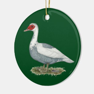De Blauwe Bonte Eend van Muscovy Keramisch Ornament