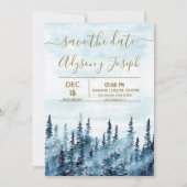 De Blauwe Bos Waterverf Save The Date Kaart (Voorkant)